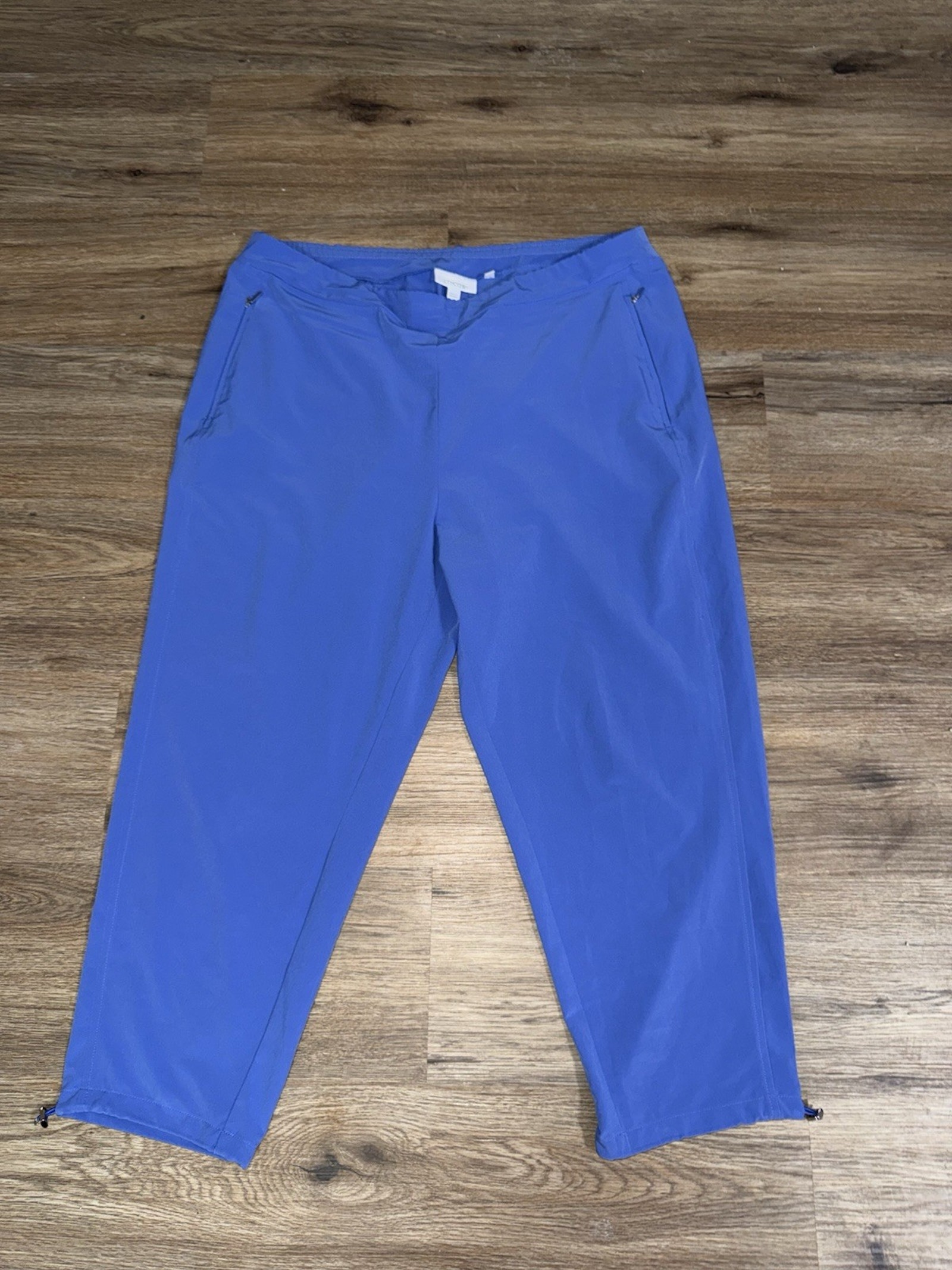 Chico's Blue Crop Pants Size 2.5 Us 14 Zipper Pockets Bungee Cord Hem Casual